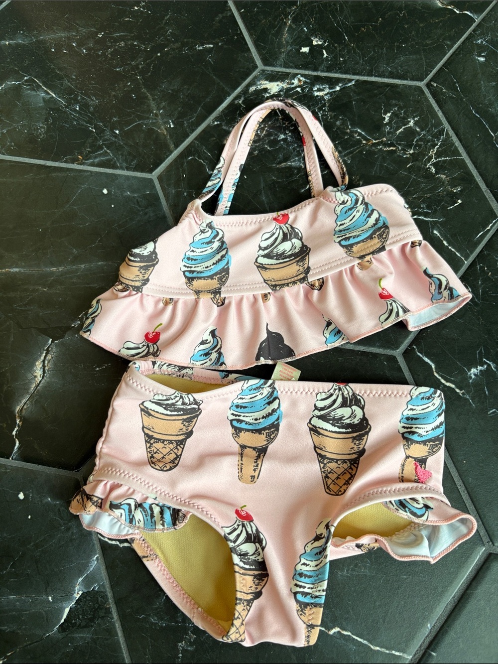 Pink Chicken Pink Ice Cream Cone Ruffle Bikini Set